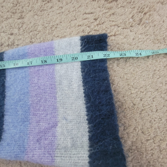 Sundry Sweater Womens S Striped Fuzzy Knit Cropped Pullover Soft Lilac Blue - Picture 8 of 11